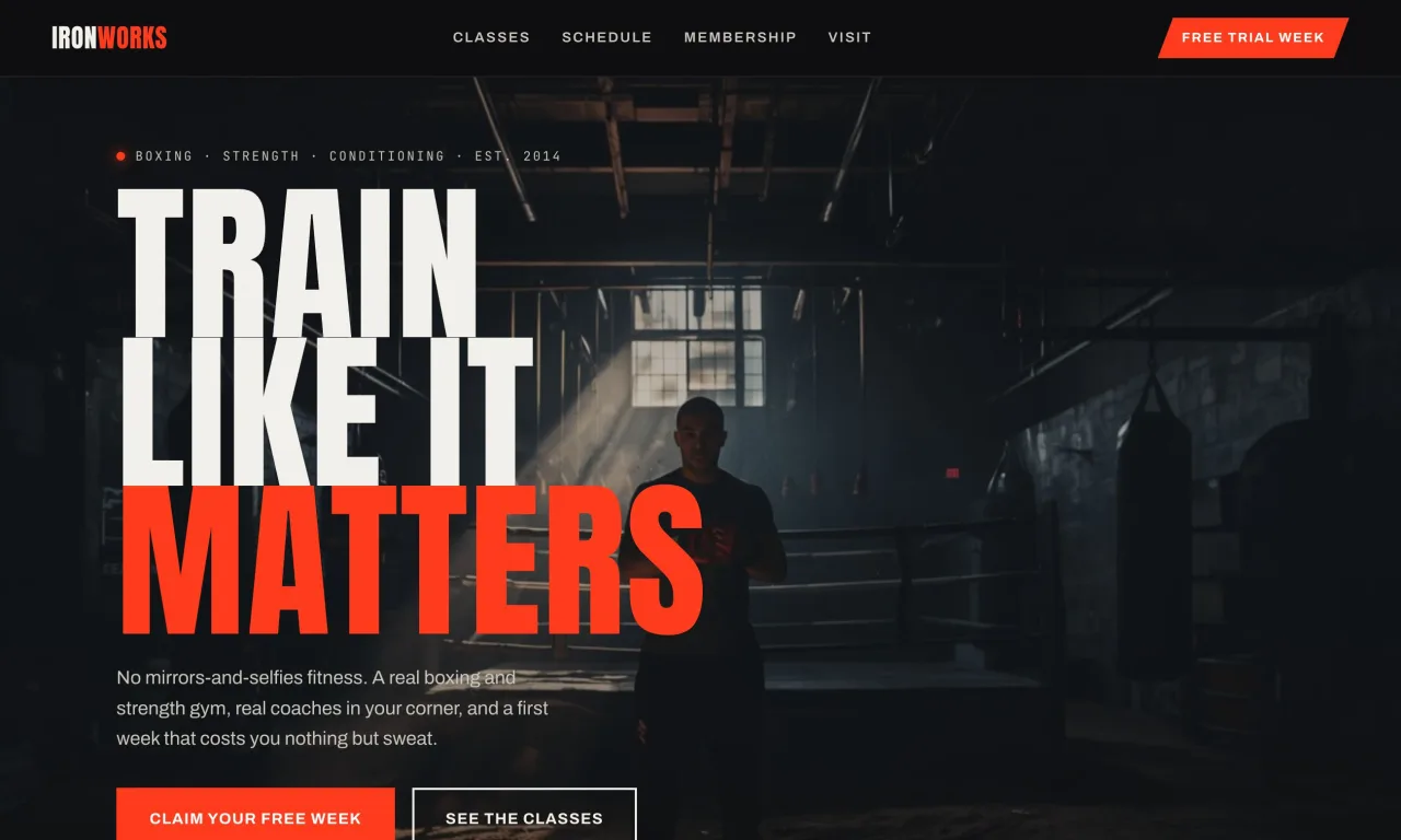 IRONWORKS — boxing & strength gym website